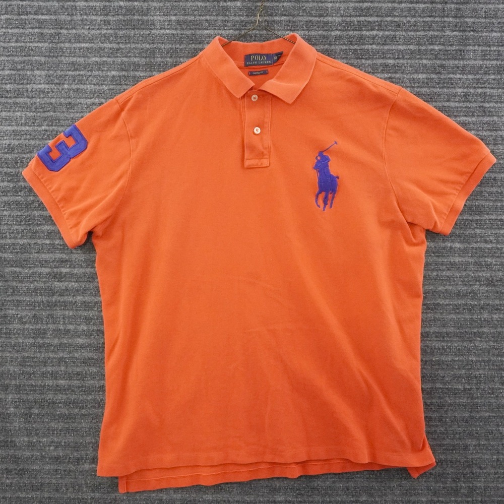 Polo Ralph Lauren Polo Shirt Mens XL Orange Big Pony Custom Fit Short Sleeve